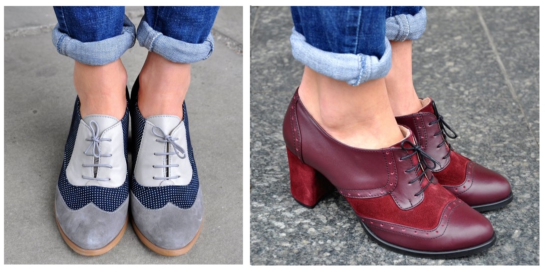 Як носить женские ботинки оксфорды с джинсами. Фото